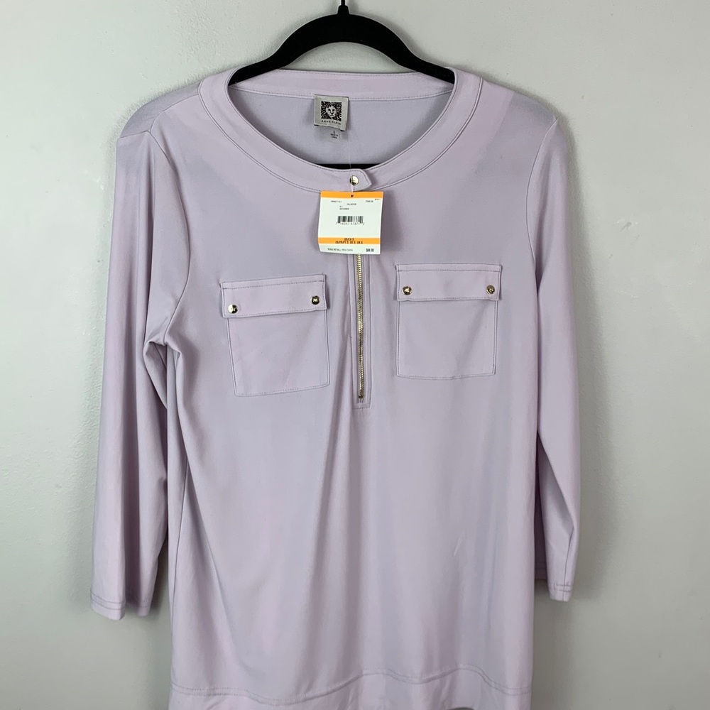 Anne Klein Lavender Women's Top with Gold Accents - Picture 4 of 7
